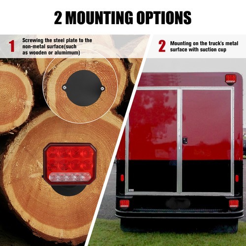 2X Wireless Trailer Lights Magnetic LED Tow Light Turn Signal Brake Reverse Stop