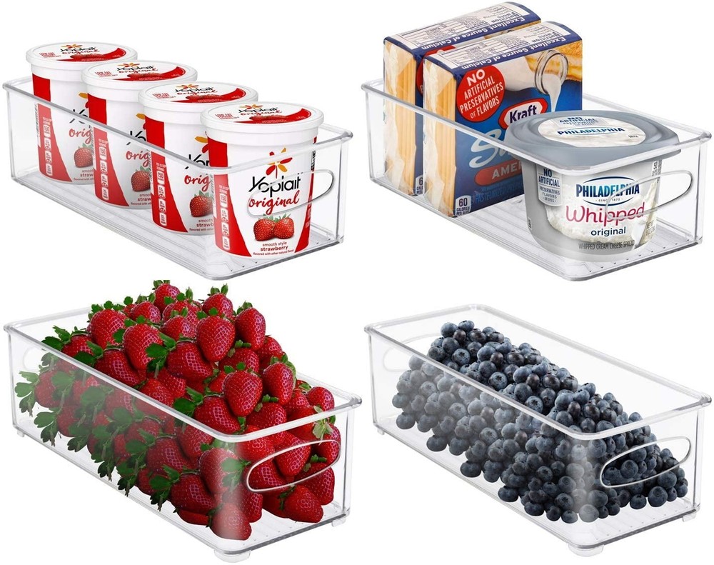 Plastic Storage Bin Clear Stackable Portable W Snap Lid & Handles