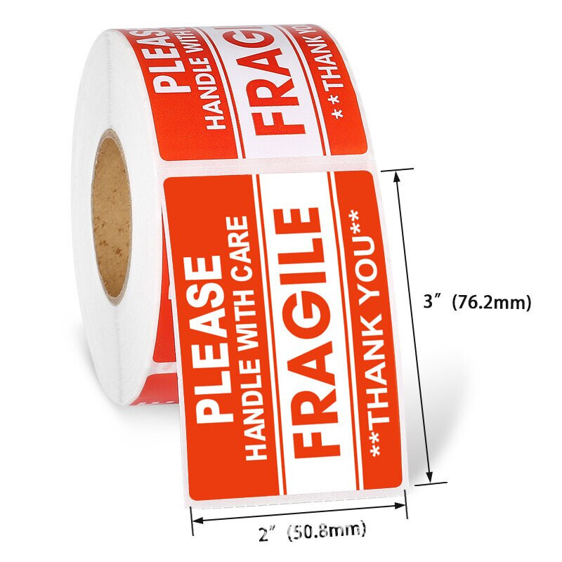 Fragile Handle With Care Sticker Warning Label Package Mailing Logo 100pc Roll