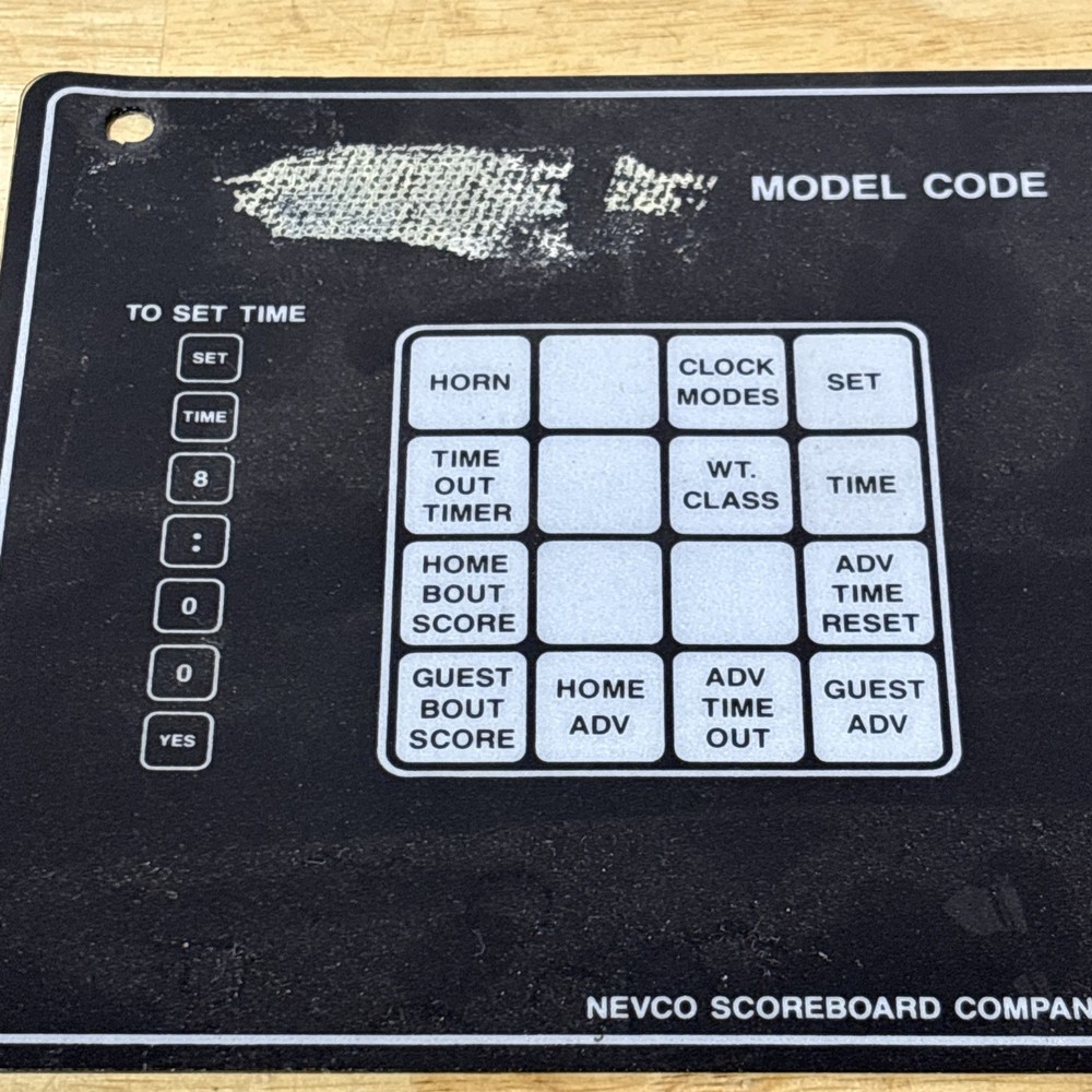Nevco Scoreboard Controller Operator Wrestling ? Button Overlay Model 222-2583