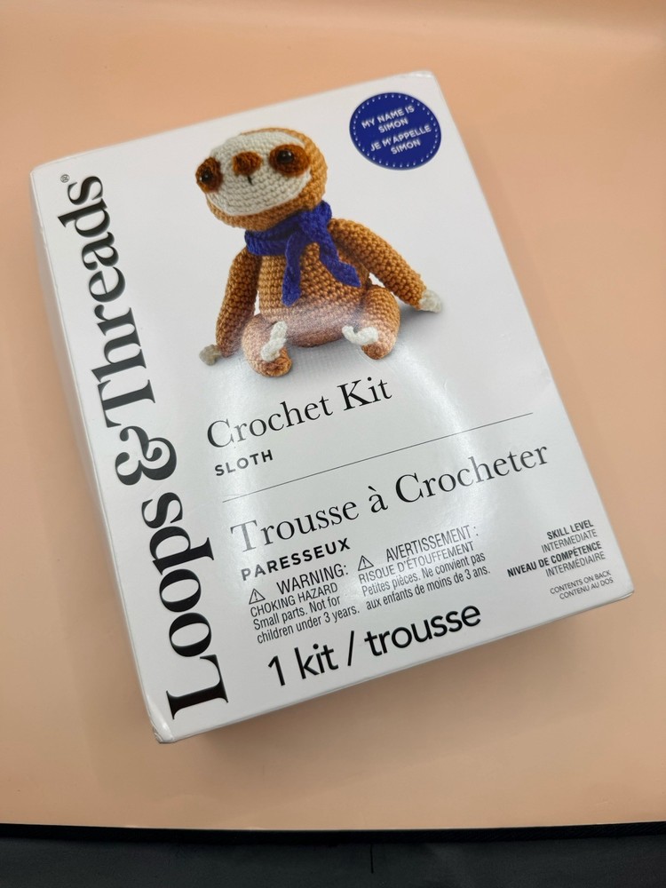 Loops & Threads Crochet Kit "Sloth" Damaged Box