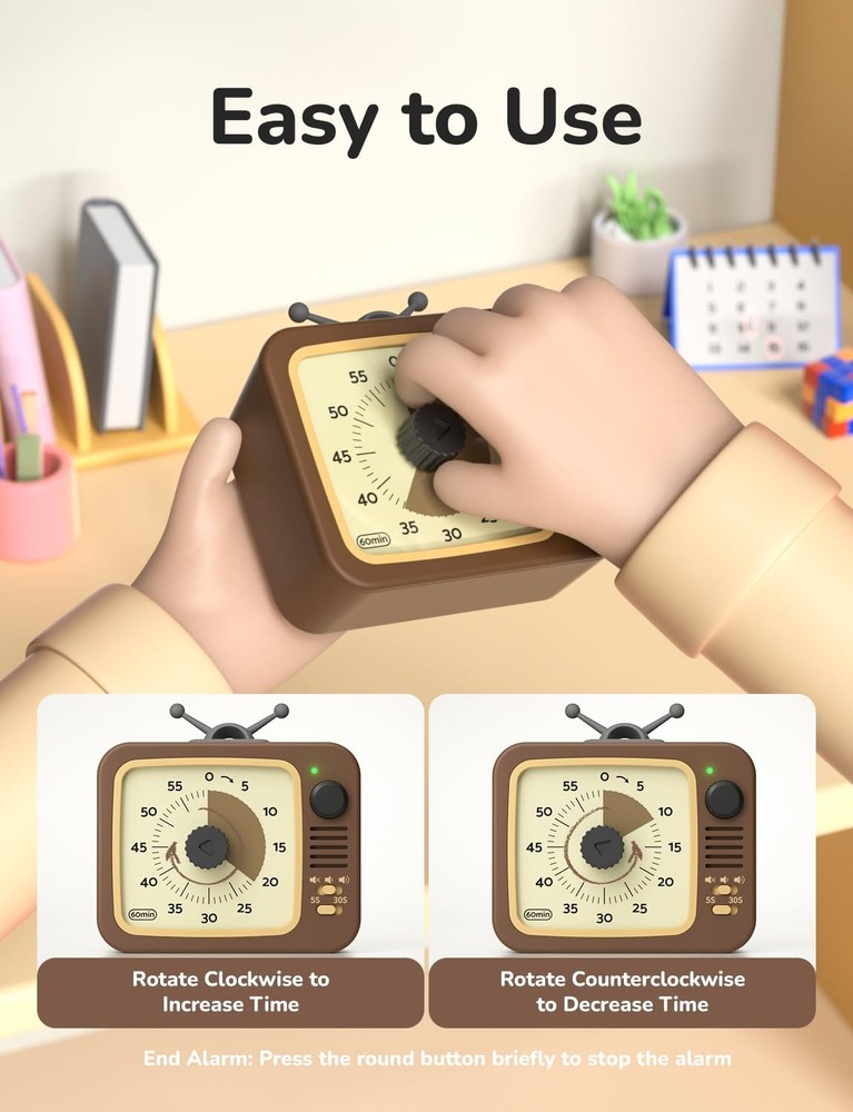 LIORQUE Visual Timer for Kids with Pause Function, 60Minute Countdown Timers ...