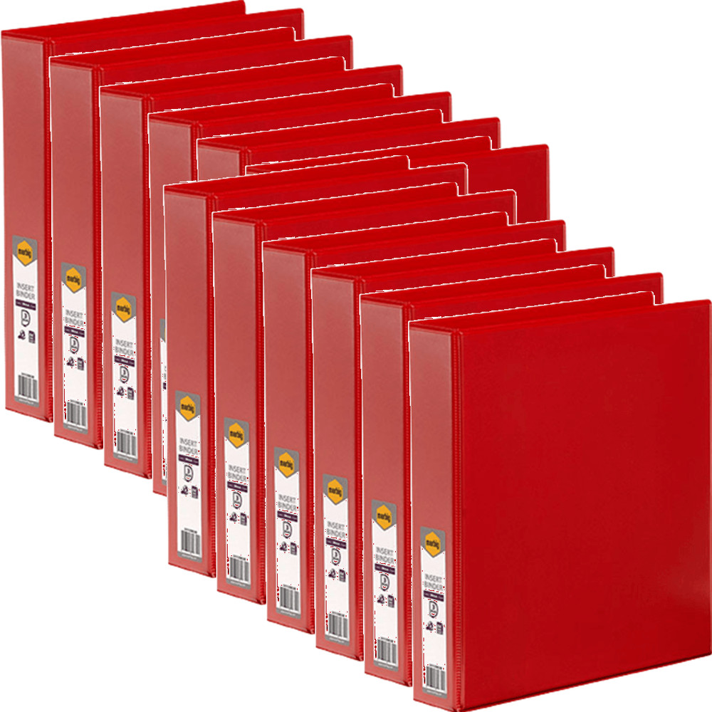 NEW Marbig Clear View Insert Ring Binder Folder 3D 38mm A4 Red Box 12