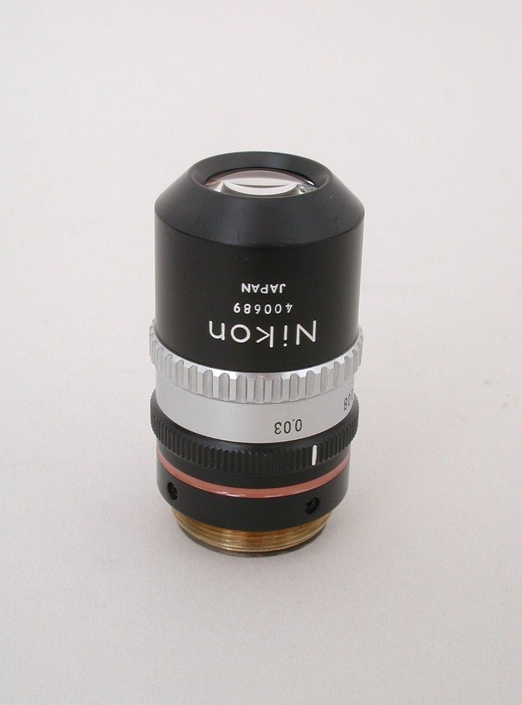 Nikon Plan Fl 2 Microscope Objective with Iris, extremely rare. Excellent.