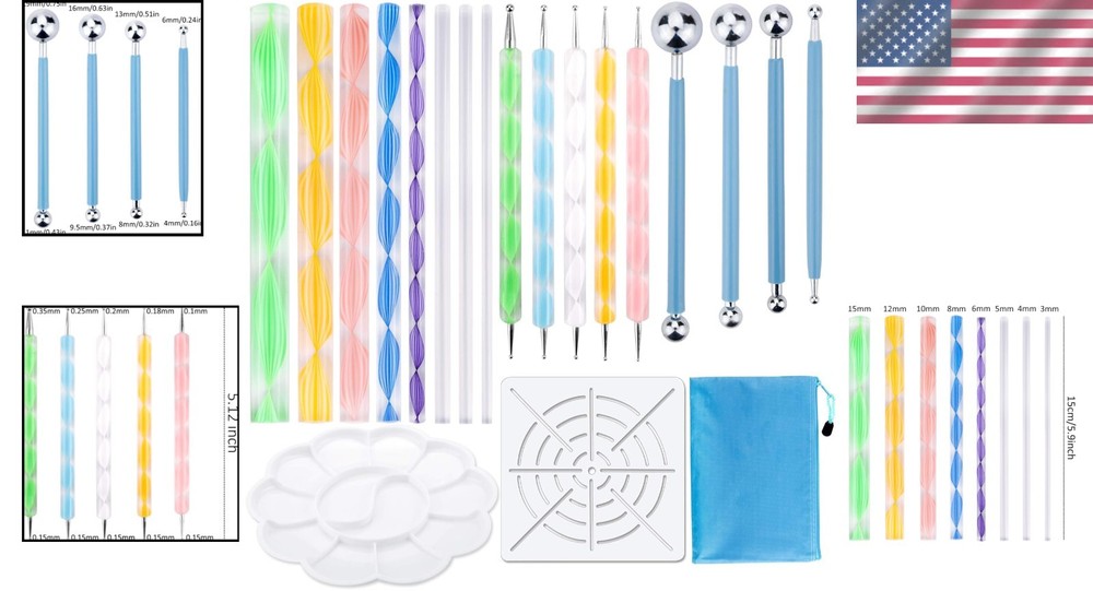 Complete 19-Piece Dotting Tools for Mandala Art - Includes Tote for Easy Storage