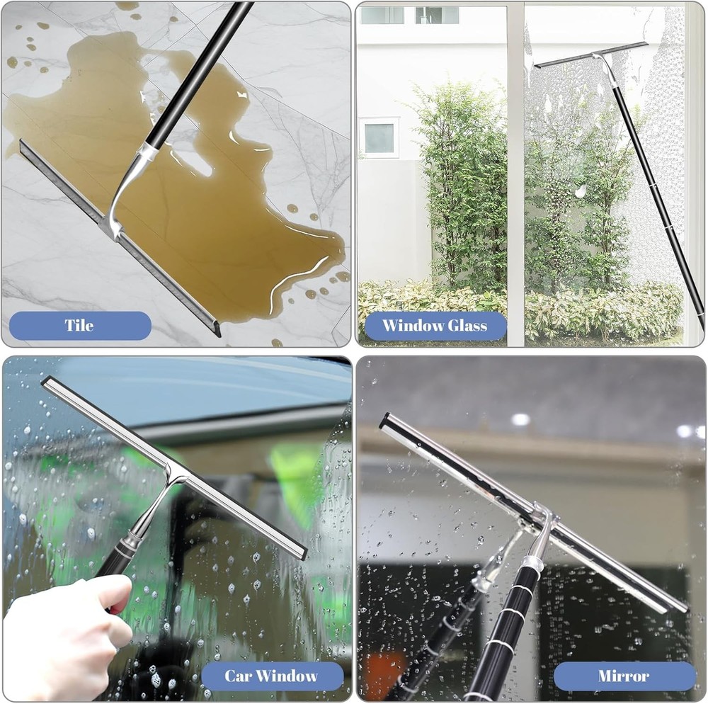 Shower Squeegee with Long Handle,Window Squeegee with Extension Pole Squeegee