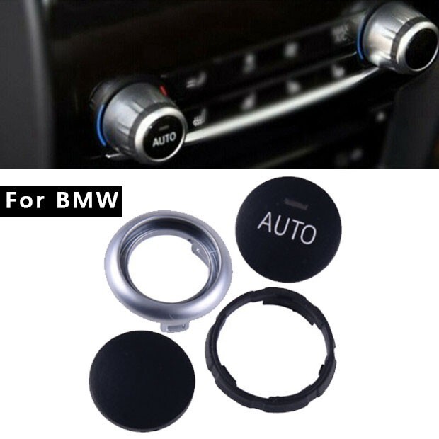 For-5 6 7 X5 X6 AC Climate Control Knobs Rotary Buttons Black+Silver