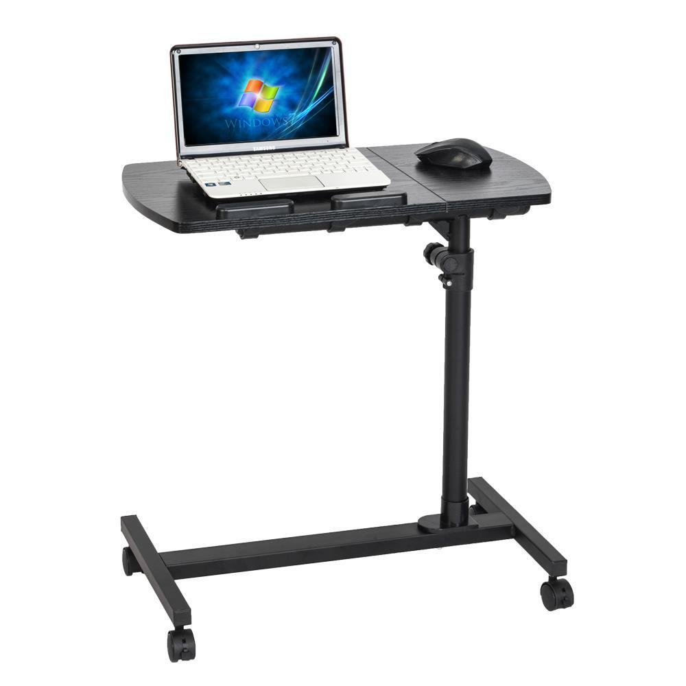 Height Adjustable Mobile Laptop Table Small Rolling Standing Desk for Sofa Bed