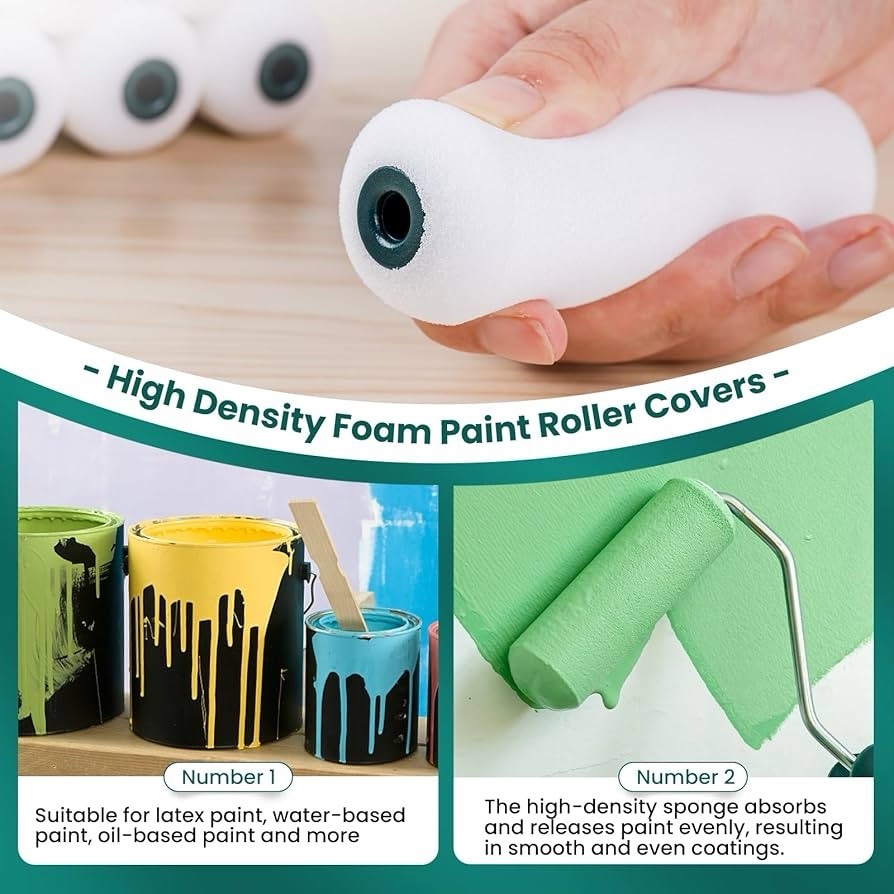 Foam Paint Roller, 28 Pack, 4 Inch Small Paint Roller Kit