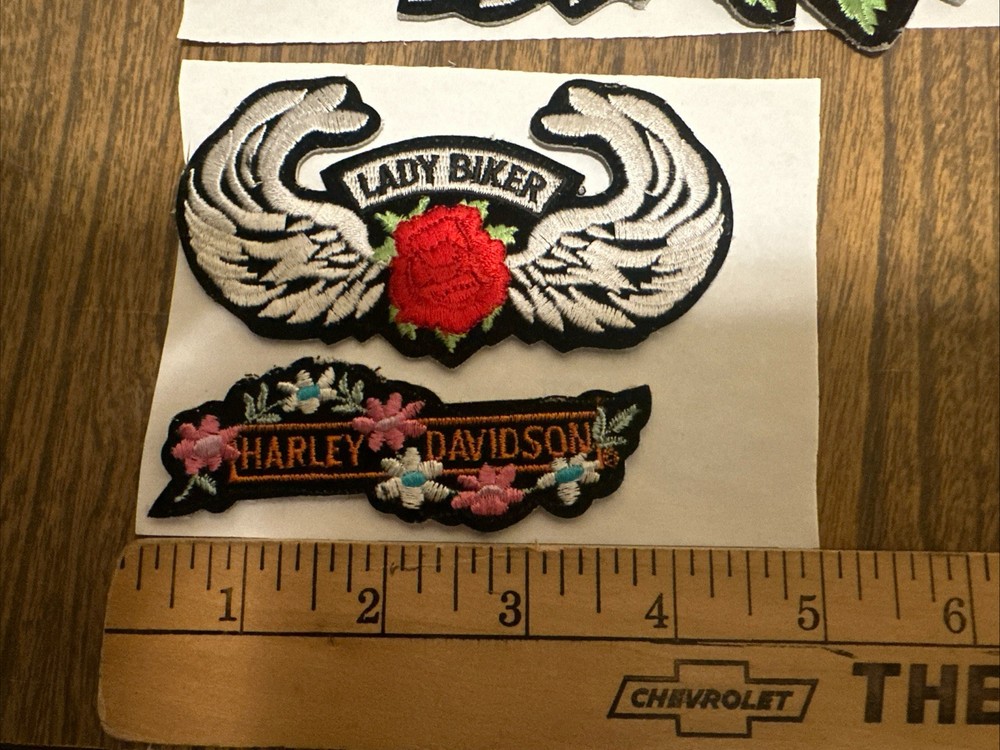two Lady Biker Patches One Harley Davison Patch