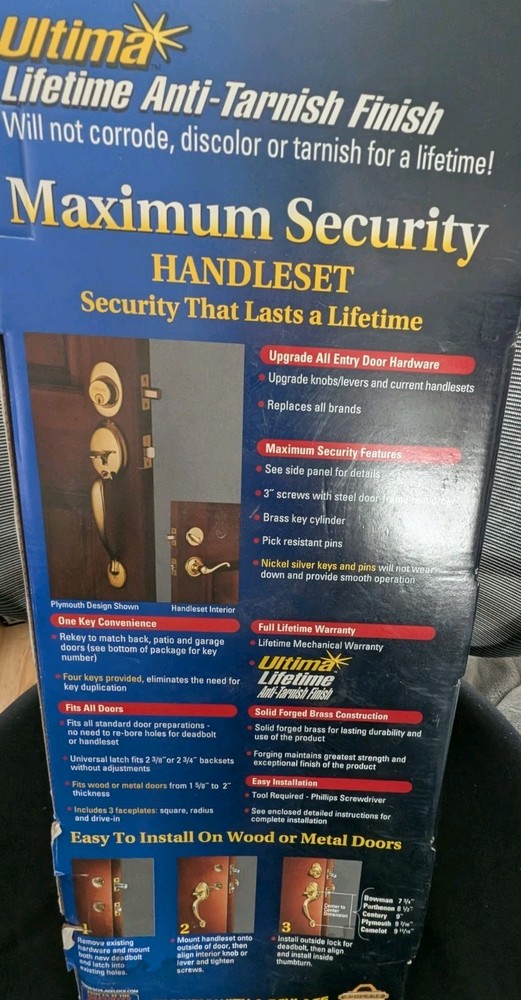 Schlage Solid Brass Handleset Dead Bolt Maximum Security Ultima Finish Grade 2