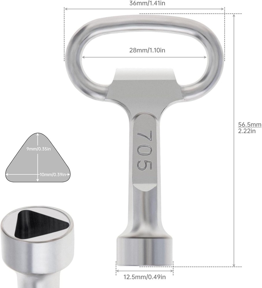 Versatile Multi-Functional Utility Key for Electric, Gas & Cabinet Applications
