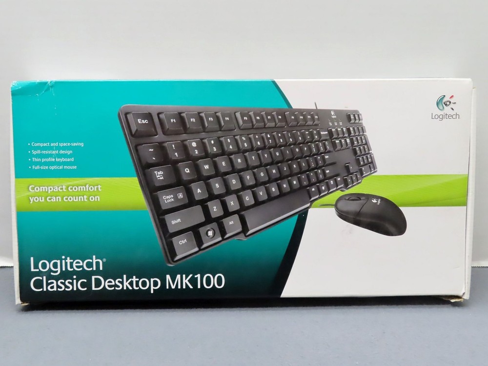 Logitech MK100 Classic Wired Desktop Keyboard + Mouse NEW in Box