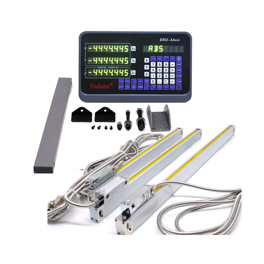 3 Axis DRO Linear Scale Kit 3pc Glass Scales 450+500+1000mm for Mill Lathe EDM