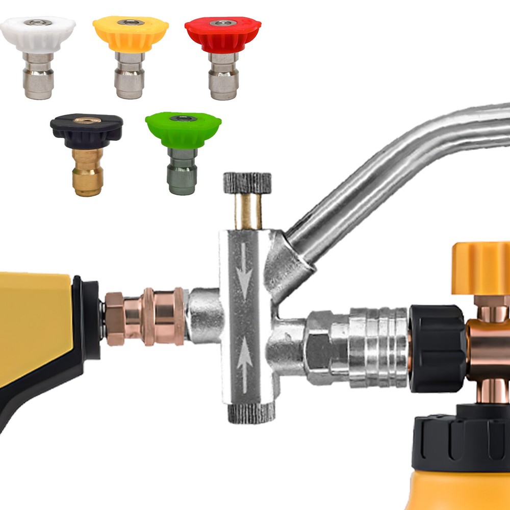 Foam Cannon Dual-Connector Accessory, Double Tip Attachment with 5 Nozzles Tips