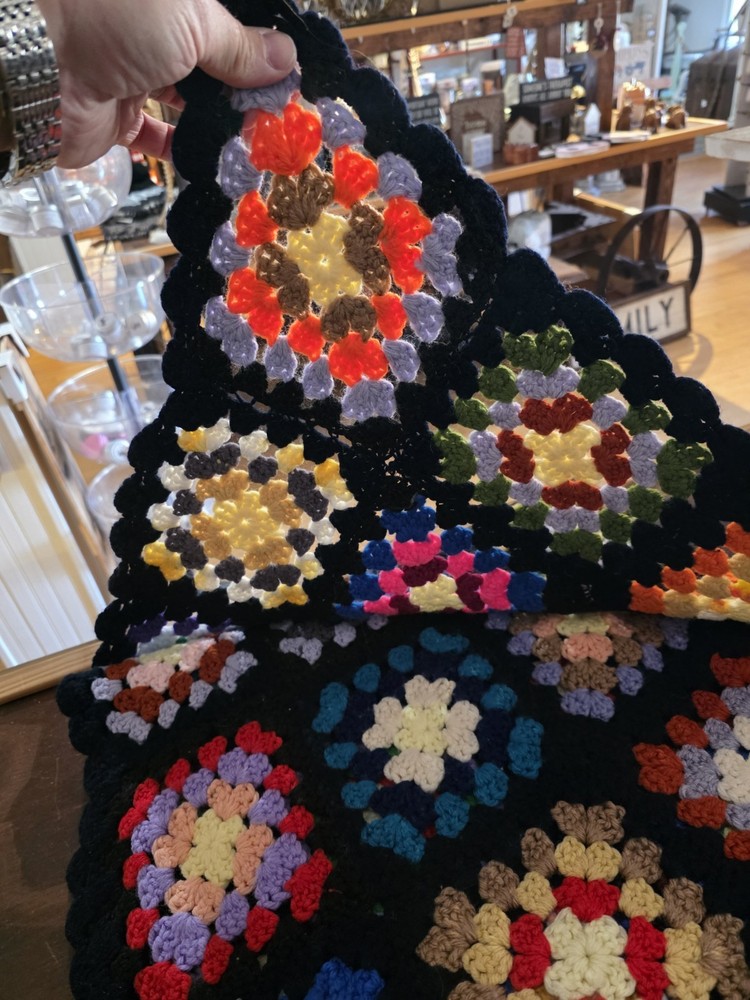 Hand crocheted granny square afghan blanket 36"x60"