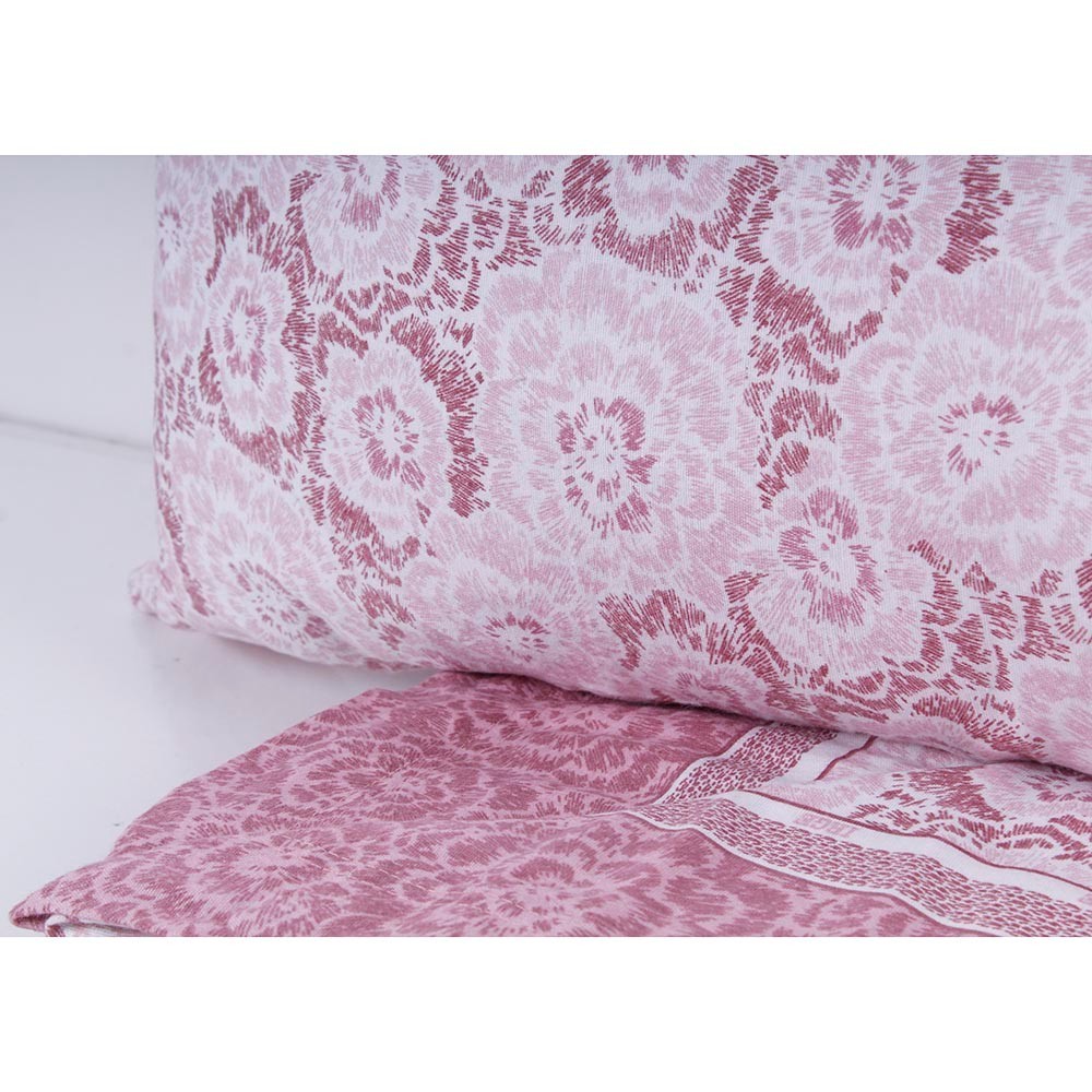 Floral Print Cotton Flannel Single Bed Sheet Set