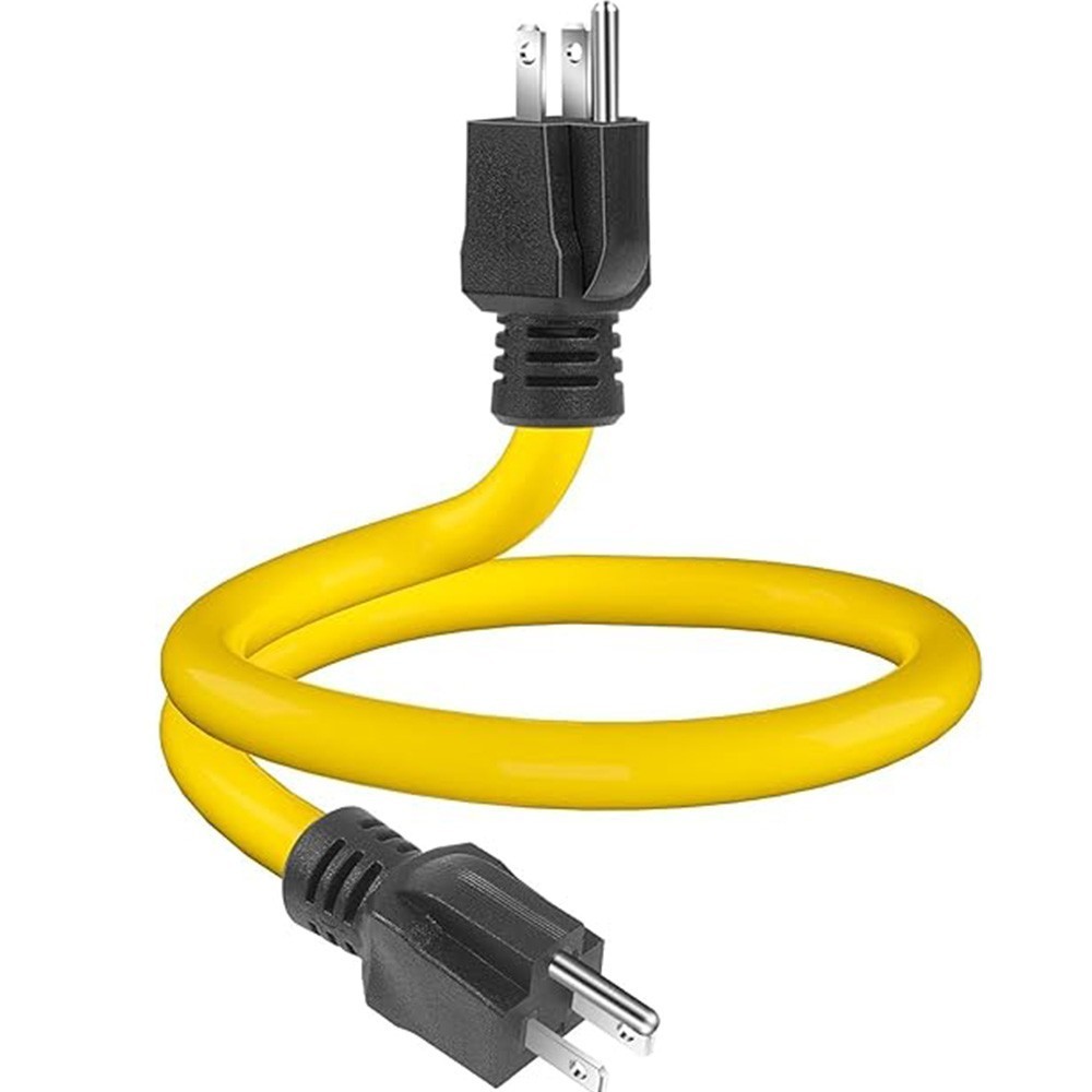 3 Prong Plug 125V Double Male Extension Cord NEMA 5-15P to 5-15P Adapter Yellow
