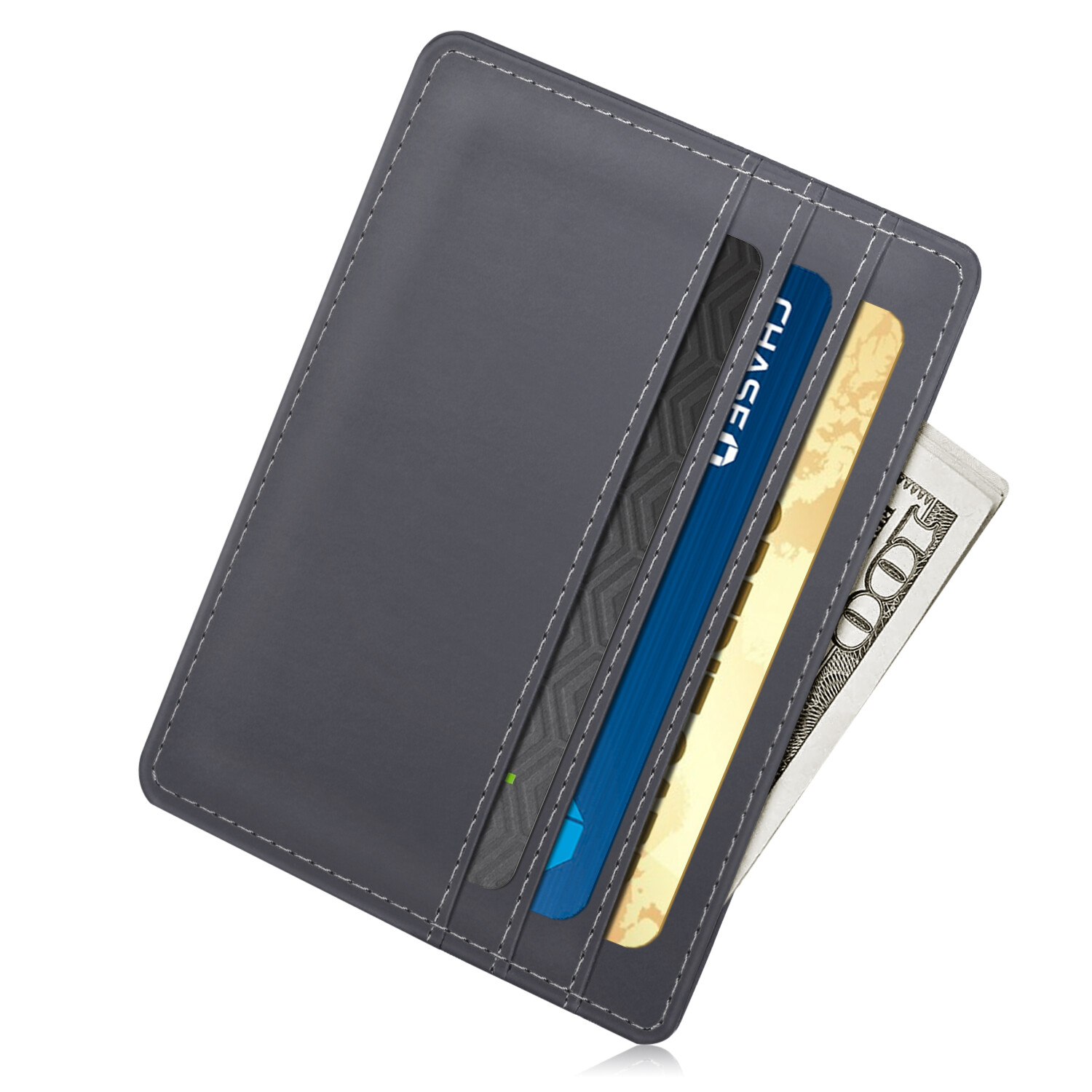 Credit Card Holder Case Sleeve with ID Window [RFID Blocking] Leather Wallet