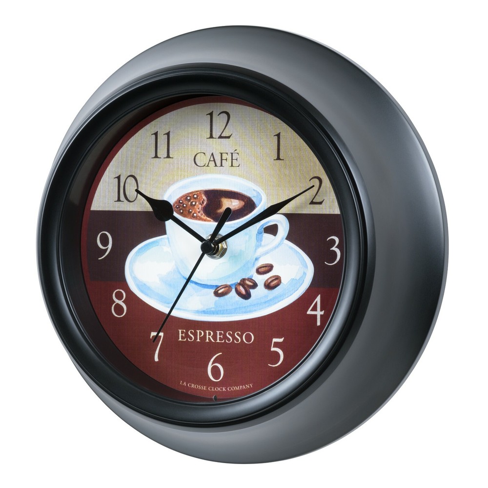404-3623C La Crosse Clock Co. 9" Cafe Plastic Analog Wall Clock