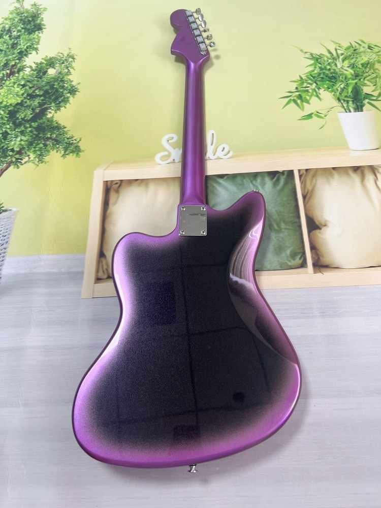 Jazz style electric guitar purple gradient solid silver hardware