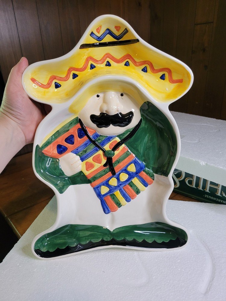 Boston warehouse Chip N Dip Mexican Bandito Ceramic Serving Dish