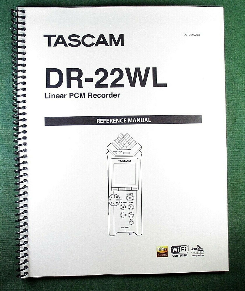 Tascam DR-22WL Reference Manual: 48 Pages & Protective Covers!