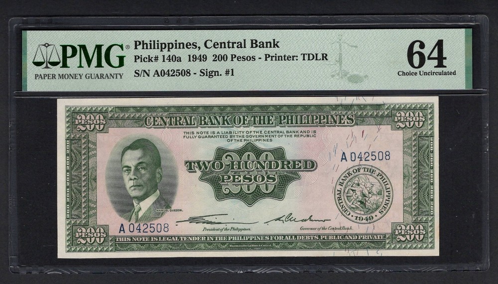 Philippines 200 Pesos 1949 P140a Uncirculated Grade 64