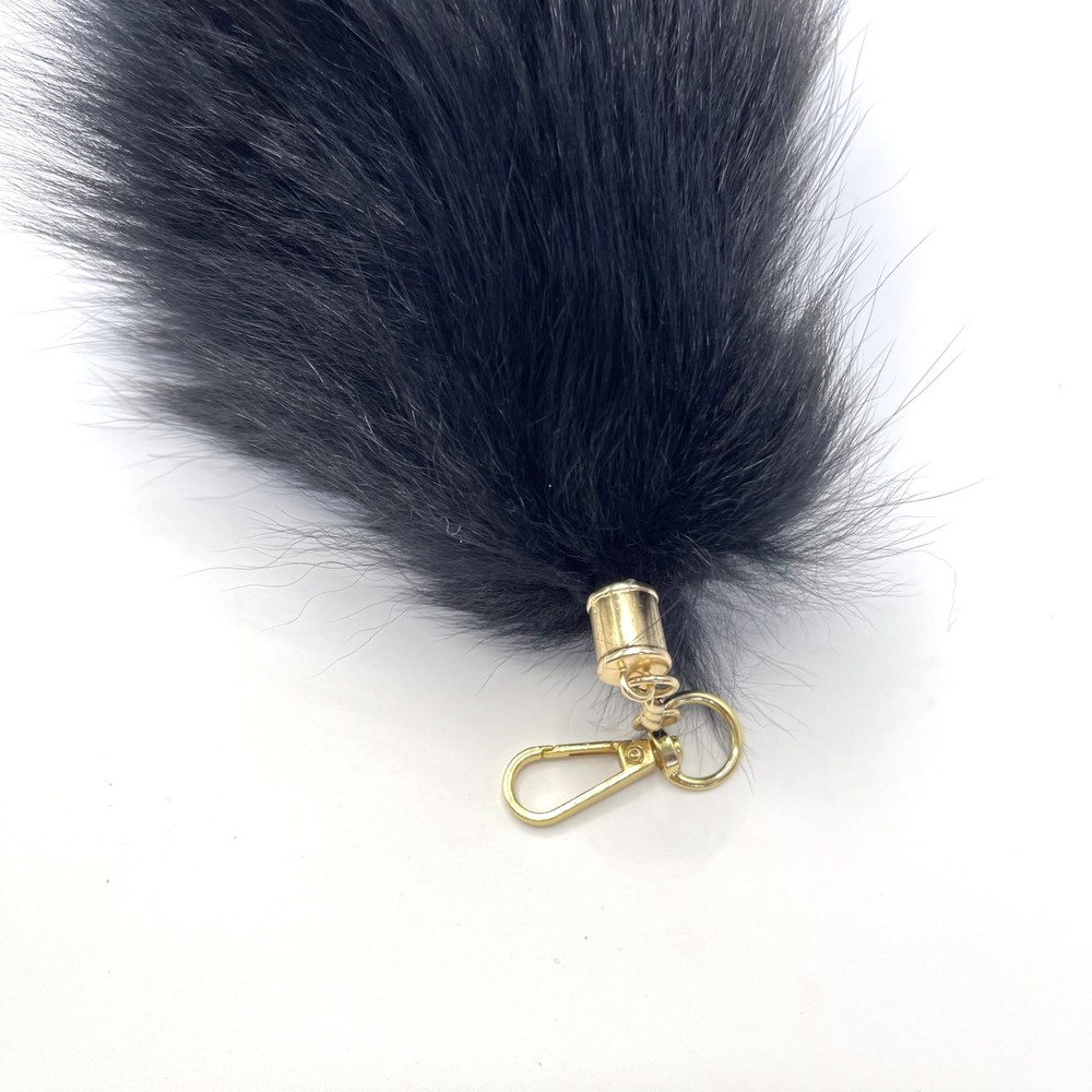 LAIDIC cat tail fox keychain furry backpack 40, Black Fox Tail