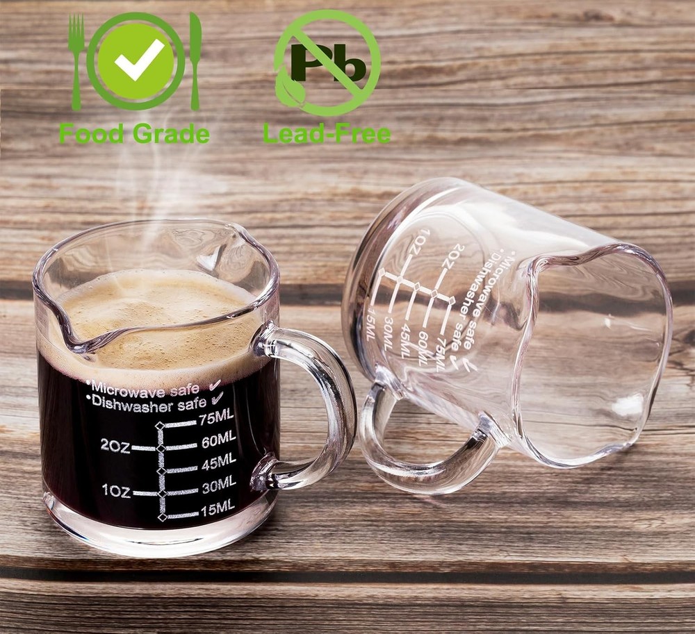 Etched graduation espresso mug with handle, thickened bottom and sides, (single)