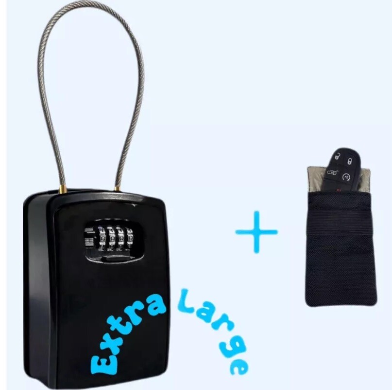 🇺🇸 Extra Large Key Lock Box With Faraday Bag For Turo Hosts.