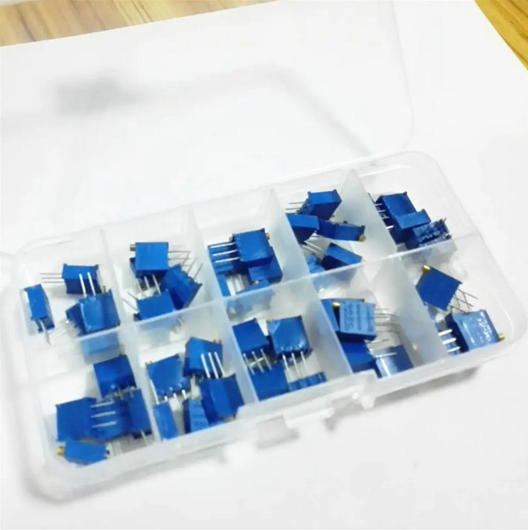 3296W Multi-Turn Trimmer Potentiometer - Variable Resistor Kit with Box