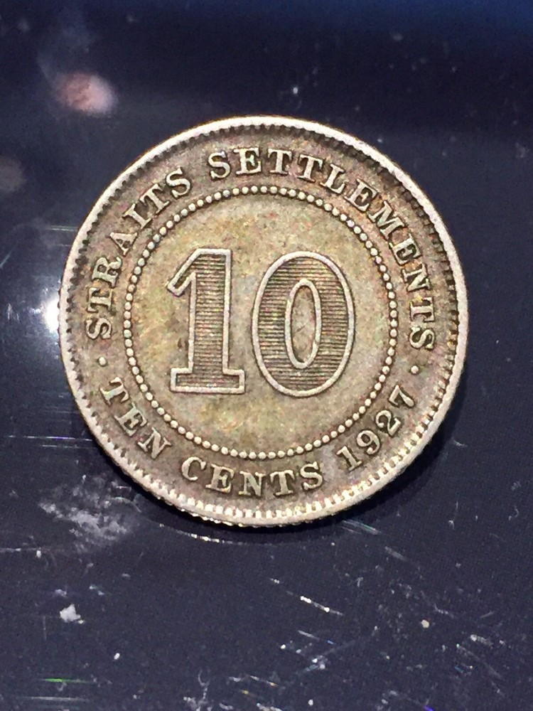 STRAITS SETTLEMENTS: 1927 SILVER 10 CENTS
