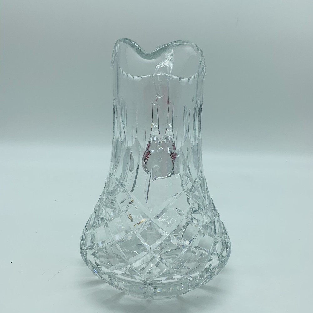 Lead Crystal Pitcher, Cut crystal pattern with Starburst Pattern 9”