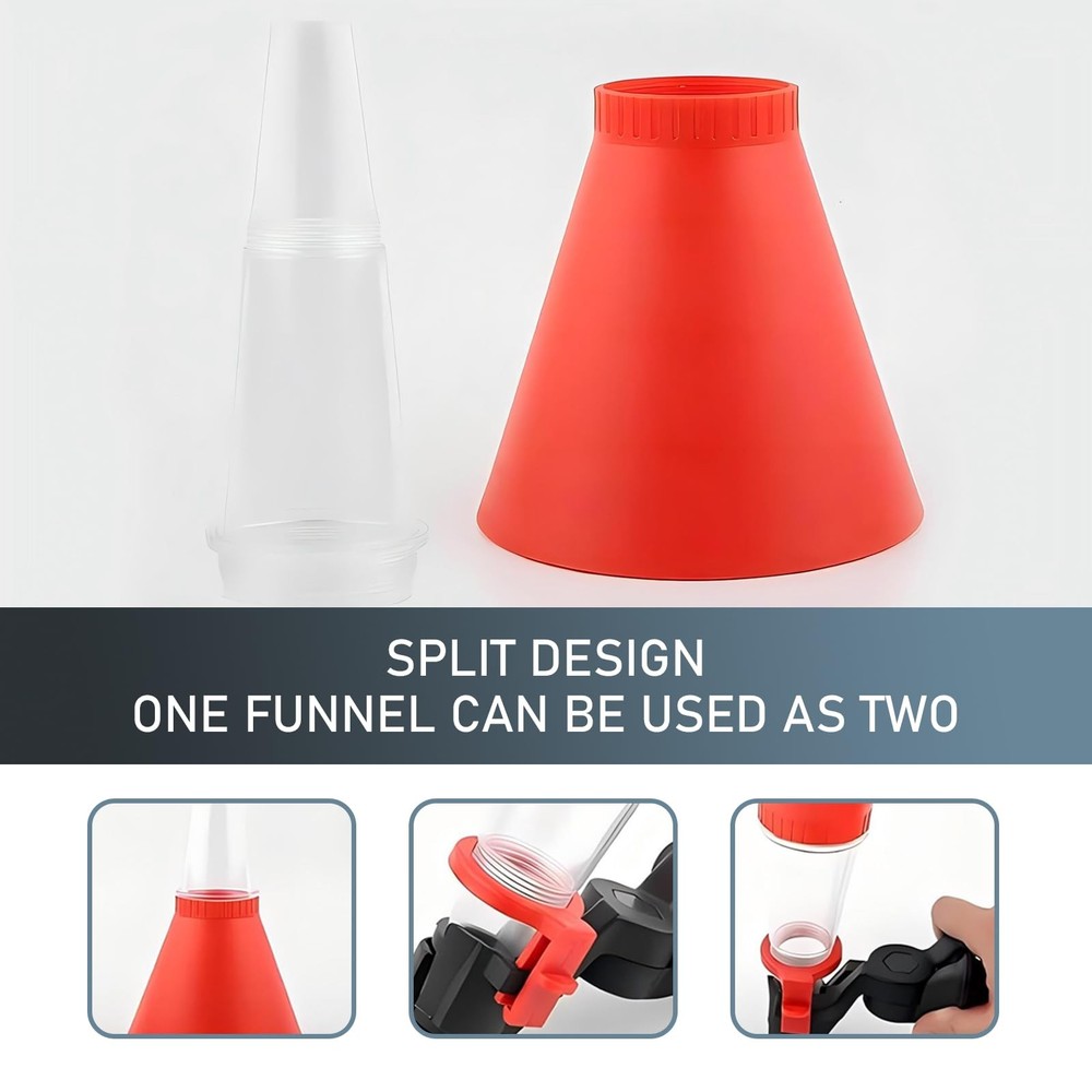 Prywog 1 PC Automobile Engine Fuel Funnel, Self-Locking Structure Red