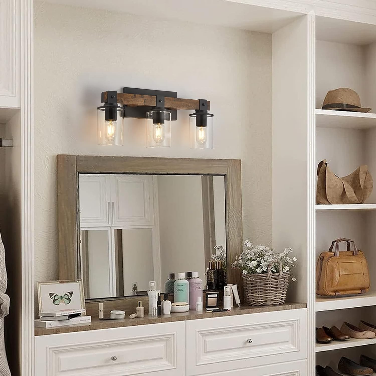 Vanity Lights for Bathroom Farmhouse Bathroom Light Fixtures 3/4/5-Light Black