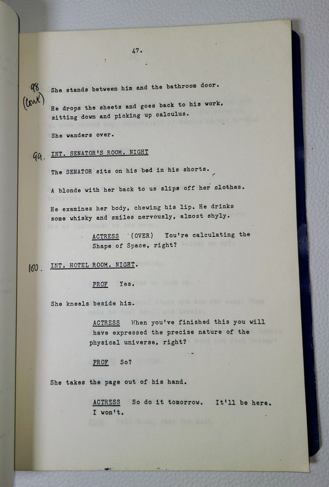 1984 Insignificance Script Screenplay Terry Johnson Gary Busey 2nd Draft Vintage