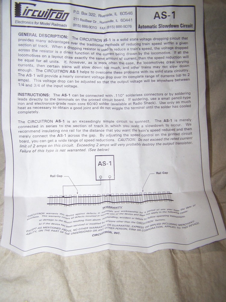 Circuitron #800-5601 AS-1 Automatic Slowdown Circuit