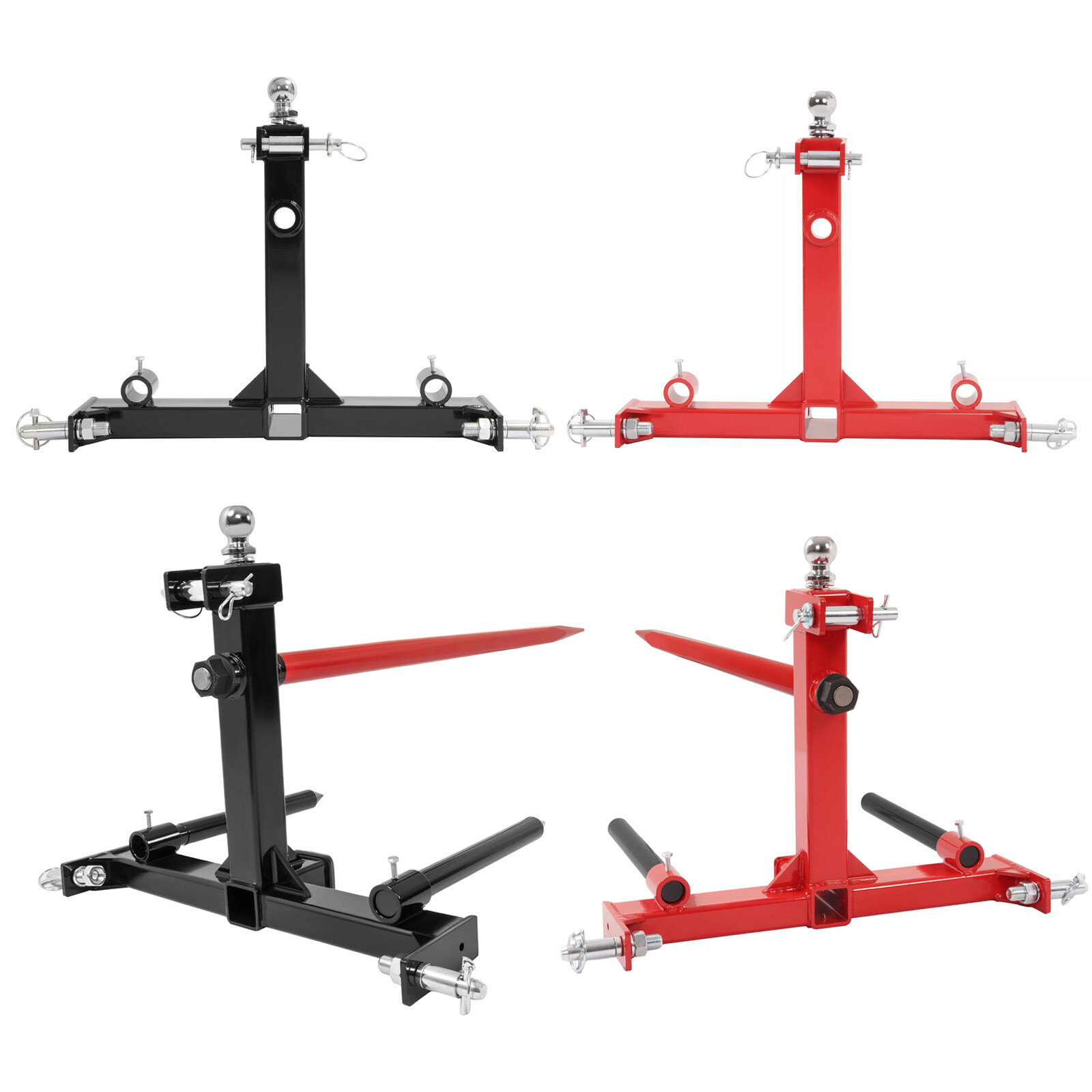 3 Point Hay Bale Spear Trailer Hitch Receiver w/Gooseneck Ball For Cat 1 Tractor