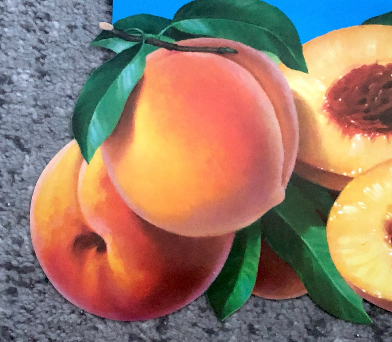 Vintage 1950s Peach Fruit Sign | Original Paper Grocery Store Poster NOS Old