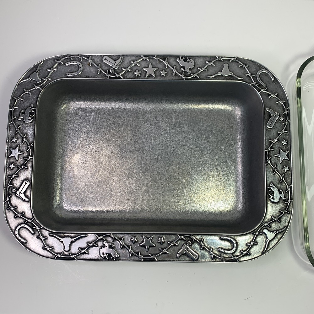 Wilton Armetale Barbed Wire Rectangle Baker 2Pc 2 Qt Pyrex & Baking Dish
