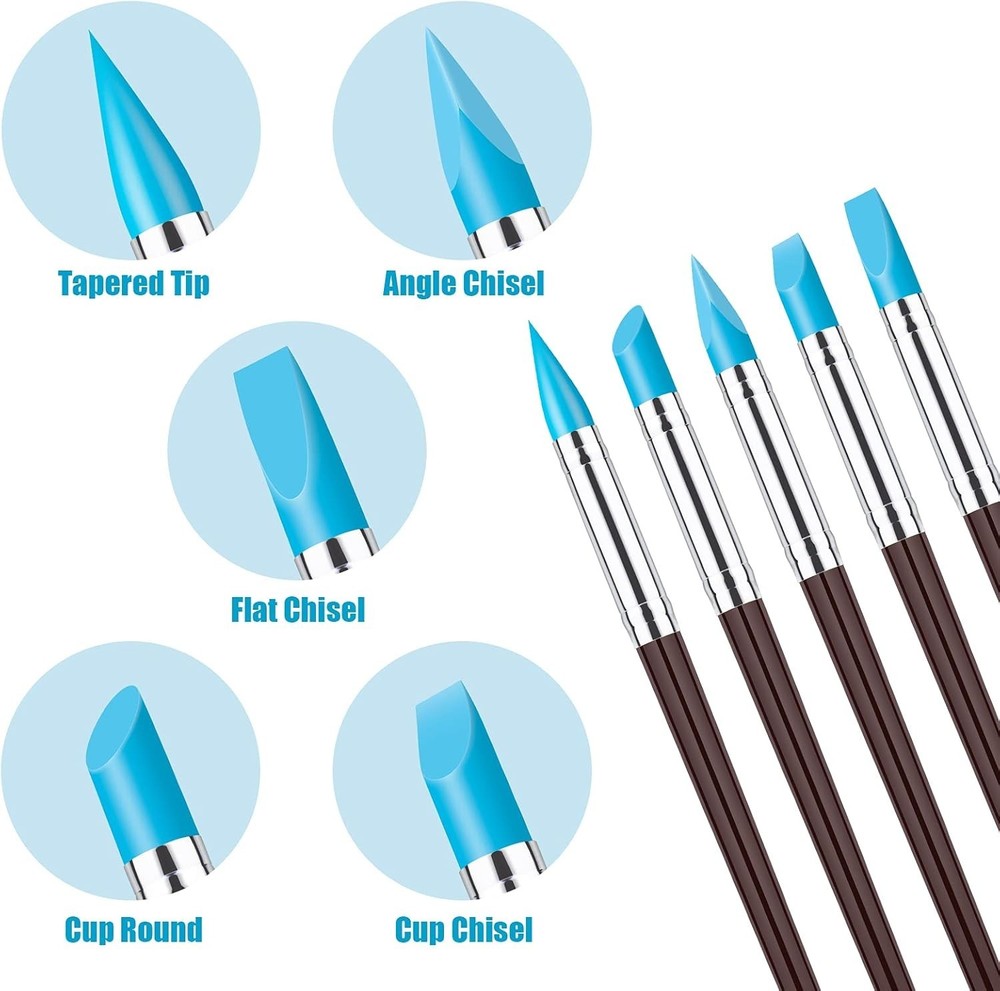 10-Pc Pottery Modeling Tool Set + Rubber Brush for DIY Enthusiasts