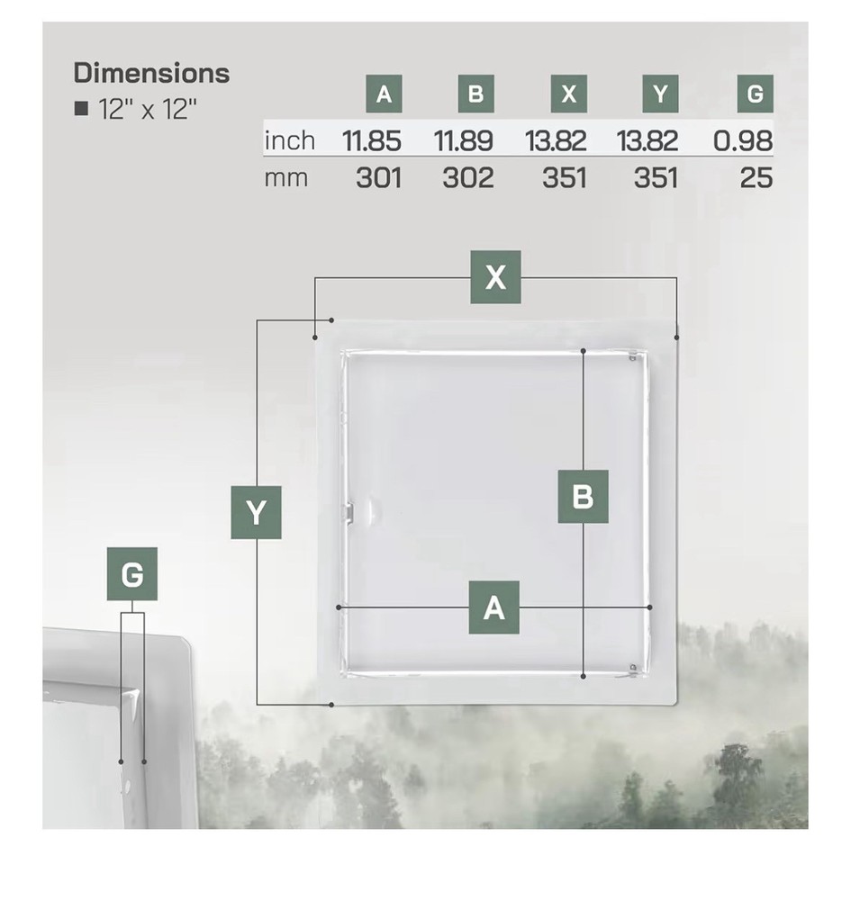 Vent Systems 12'' x 12'' Inch(Cut-Out)Metal Access Panel Easy Access Doors-white