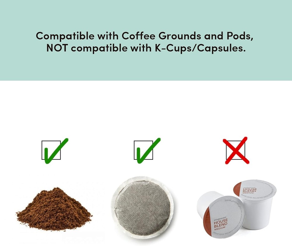 Personal Single-Serve Compact Coffee Maker Brewer Includes 14Oz. Stainless St...