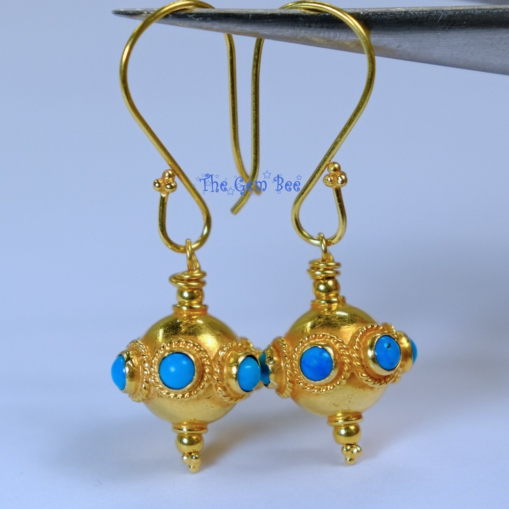 18k Solid Yellow Gold Earwires With Daisy Ends 1 pair
