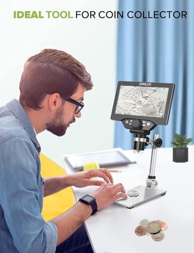 7" LCD Digital Microscope 1200X Maginfication 1080P Coin Microscope with