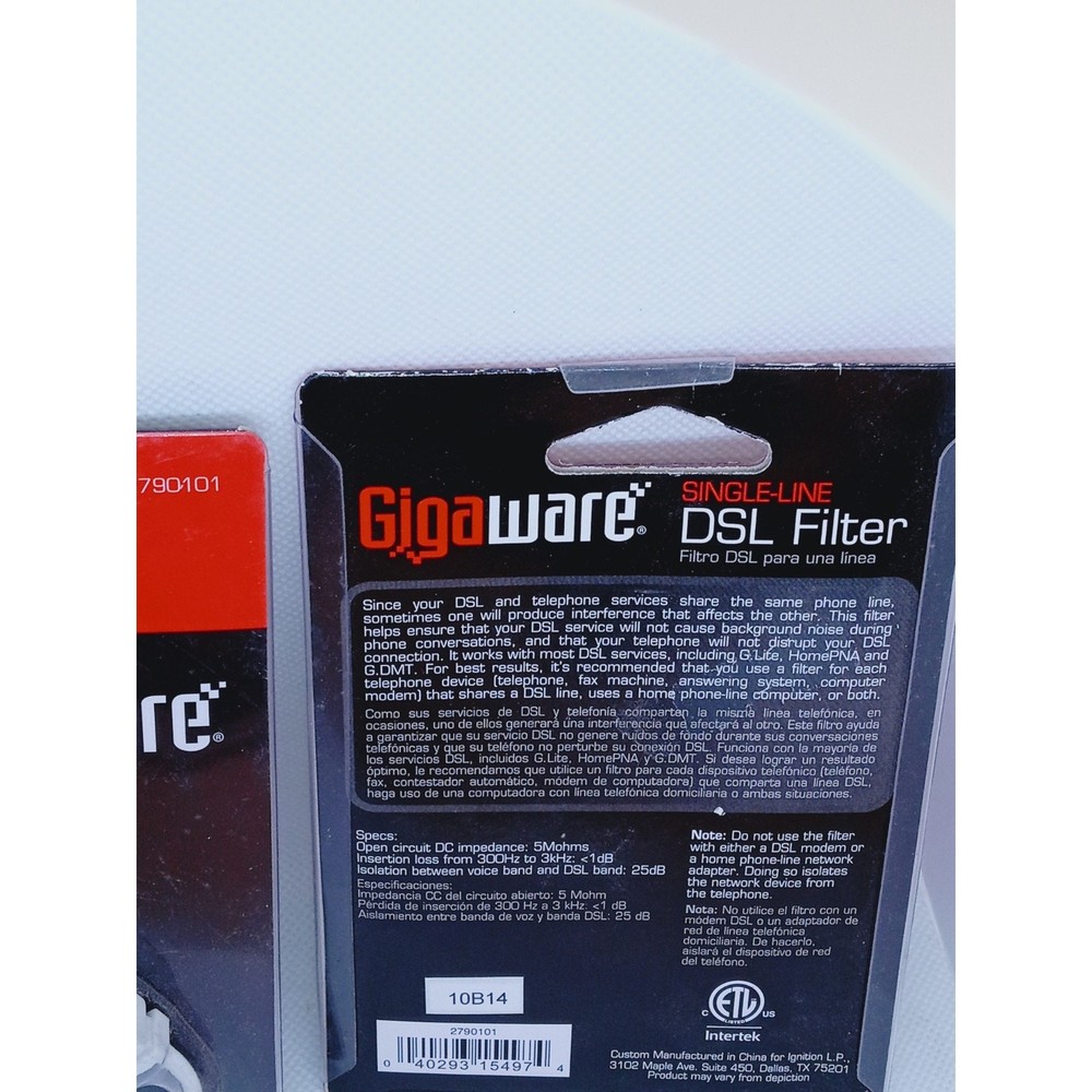 2 - Gigaware Single-Line DSL Filter #2790101