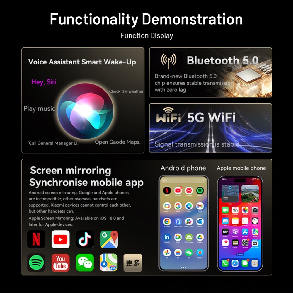 4-in-1 Wireless CarPlay Adapter & Android Auto Wireless Adapter, Plug & Play