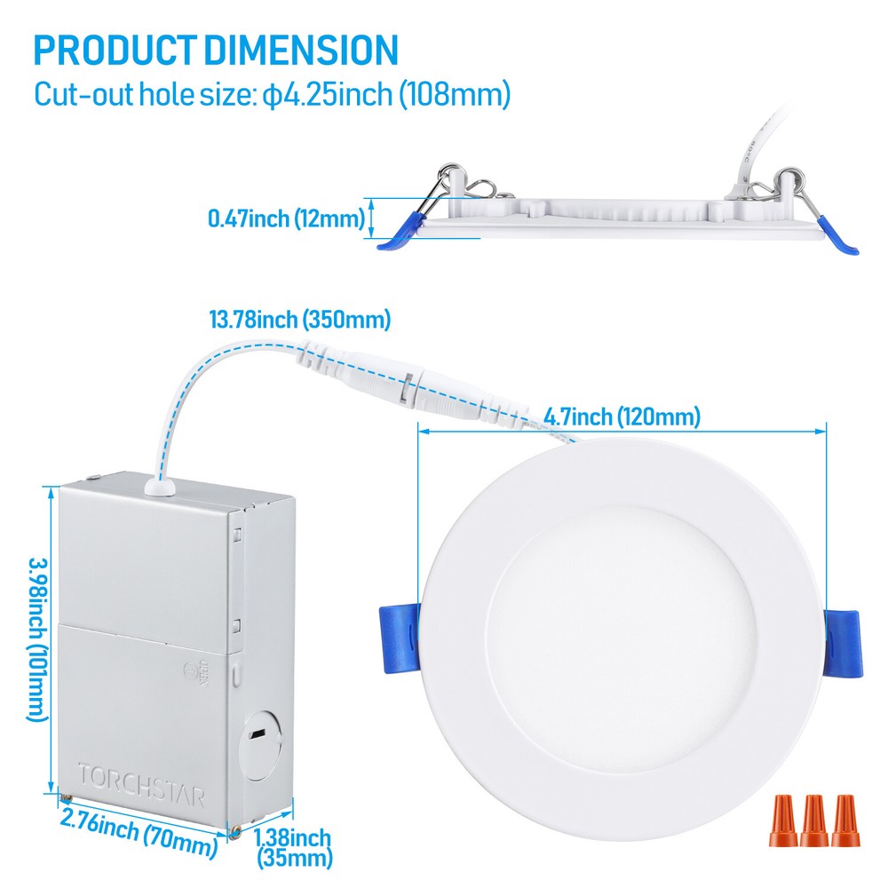 Basic Series 10W 4 Inch LED Recessed Lighting with Junction Box 5%-100% Dimmable