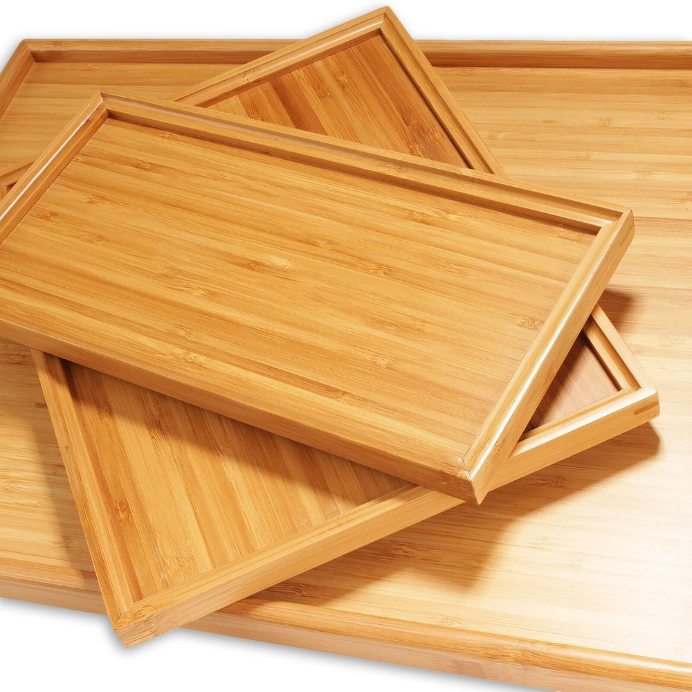 Organic Bamboo Wood Tea Serving Tray - Various Sizes